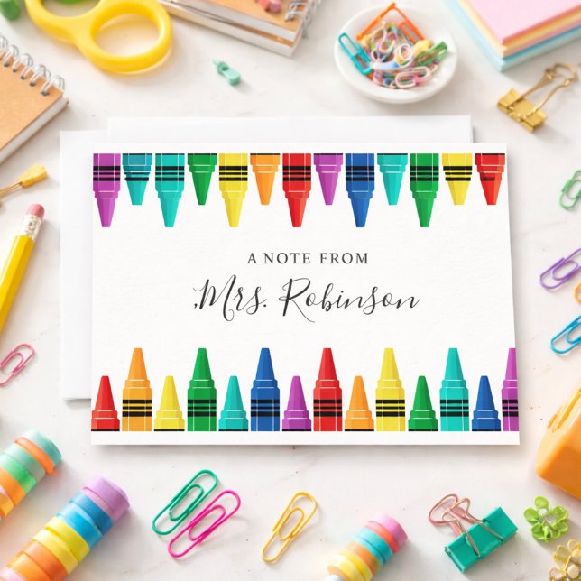 Läraruppskattande Regnbågsfärgpenna Anteckningskort (Teacher Appreciation Rainbow Crayon Note Card
)