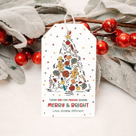 Läraruppskattat merry och ljus jul presentetikett