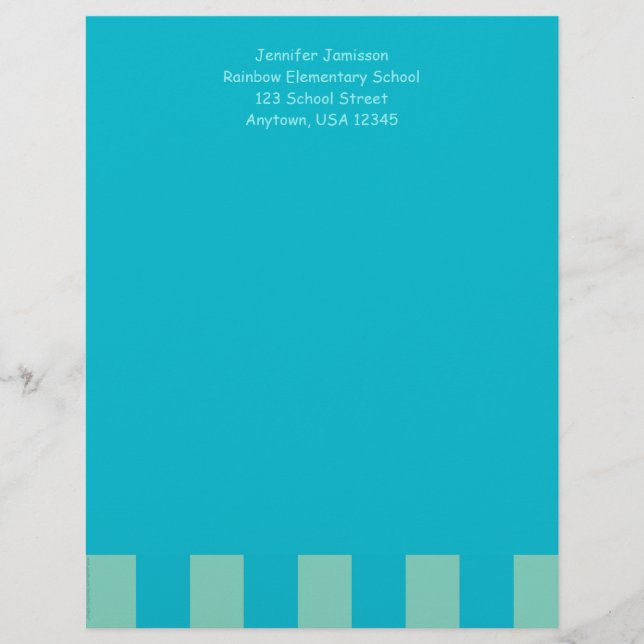 Läraruppskattning Aqua Blue & Grönt, Namn. Brevhuvud (Framsida)