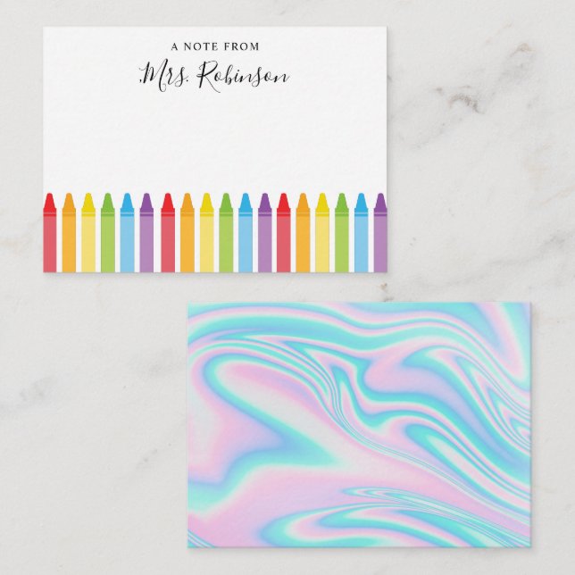 Läraruppskattning Rainbow Crayon Anteckningskort (Fram/baksida)