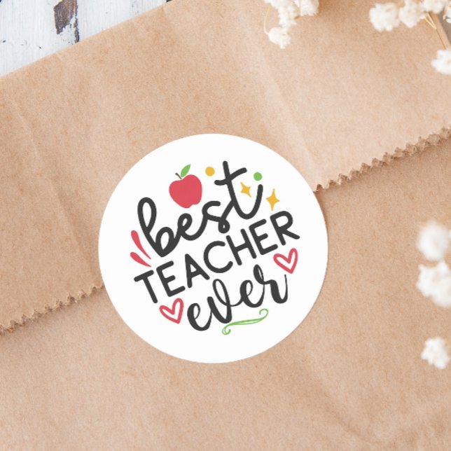 Läraruppskattning Runt Klistermärke (Let your teachers know they are the best with these fun stickers.)