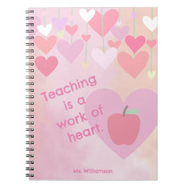 Läraruppskattning tack Apple Heart Monogram Anteckningsbok