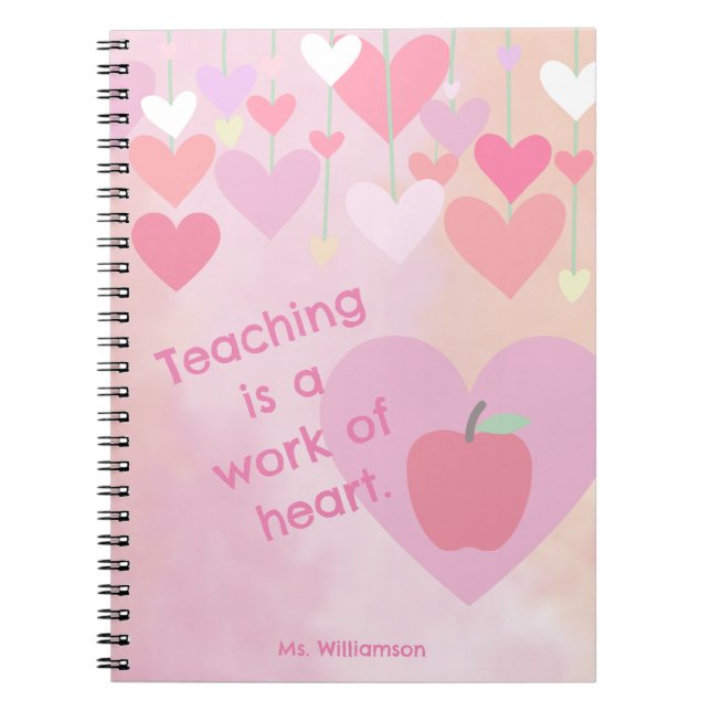 Läraruppskattning tack Apple Heart Monogram Anteckningsbok (Framsidan)