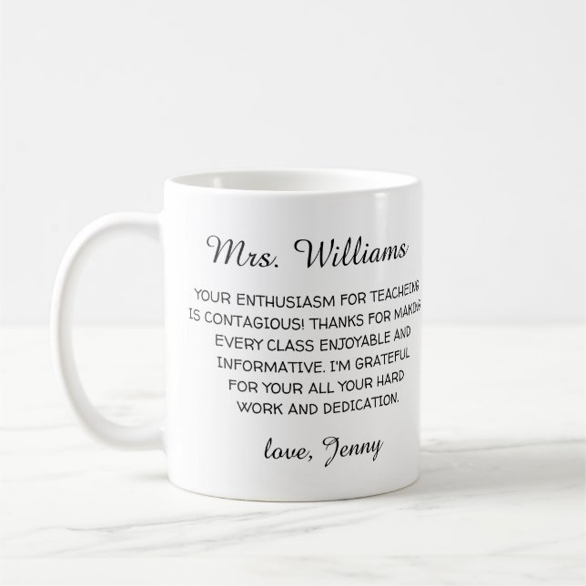 läraruppskattning tack för modernt minimalistiskt kaffemugg (Vänster)