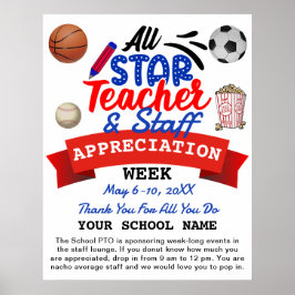 Läraruppskattningsvecka Alla stjärnor PTO Itinerar Poster