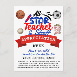 Läraruppskattningsvecka Alla stjärnor PTO Itinerar Vykort