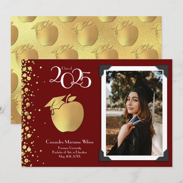 Lärarutbildning Guld Studenten Inbjudningar (Fram/baksida)