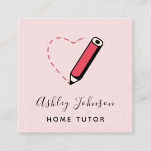 Lärarutbildning Lärarutbildning Cute Pencil Rosa B Fyrkantigt Visitkort