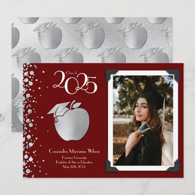 Lärarutbildning Silver Studenten Inbjudningar (Fram/baksida)