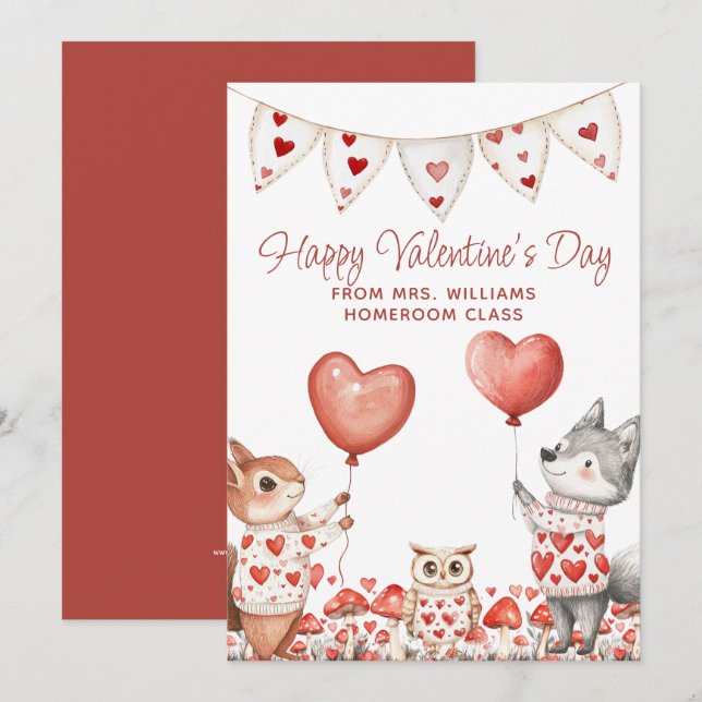 Lärarvalentin till klass julkort (Fram/baksida)