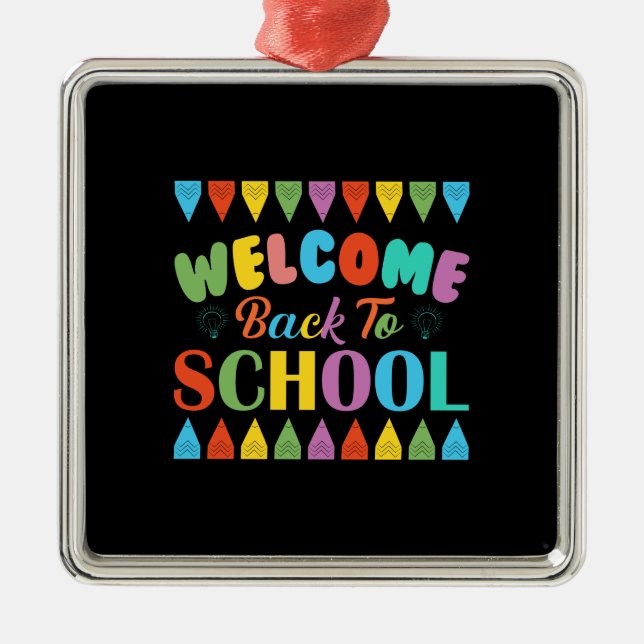 Lärarvälkommen Back to school Julgransprydnad Metall (Framsidan)