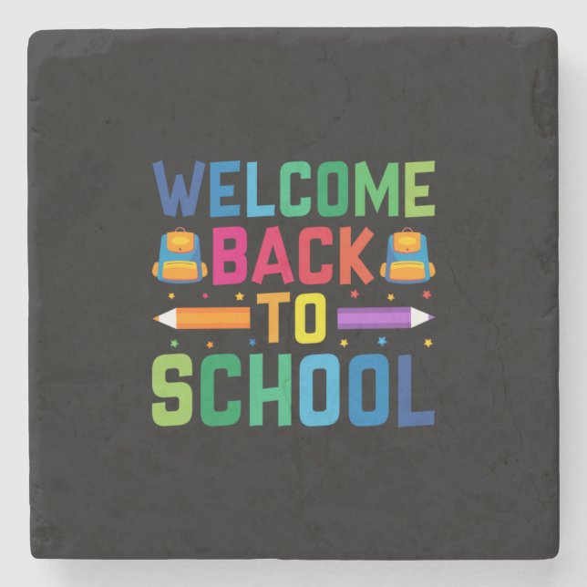 Lärarvälkommen Back to school Stenunderlägg (Framsidan)