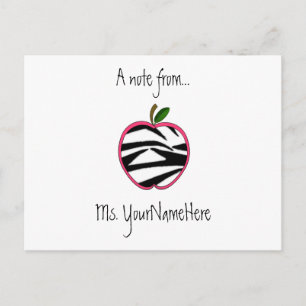 Lärarvykort - Zebra tryck Apple Vykort