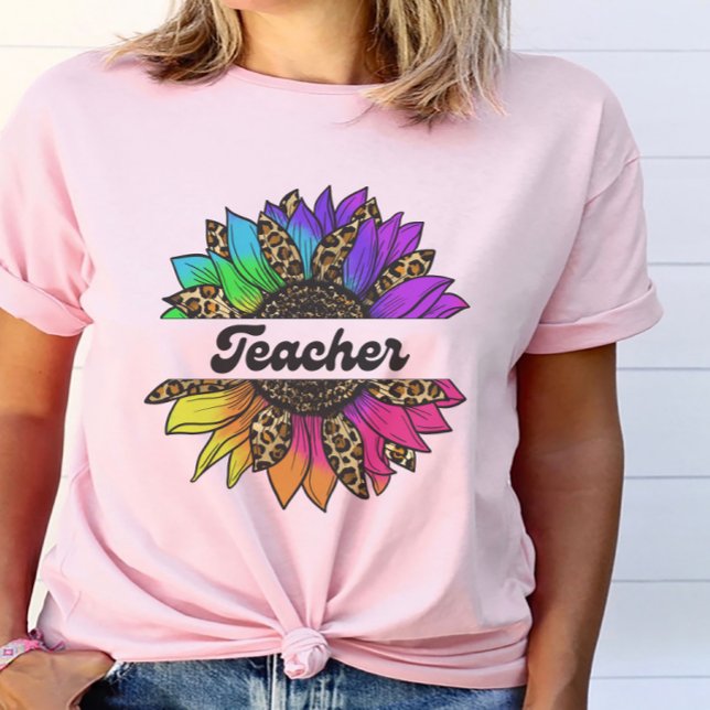 Läraryrket Rainbow Sunblomma T Shirt (Teacher Profession Rainbow Sunflower T-Shirt
)