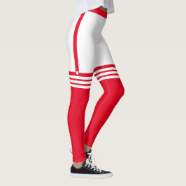 Lårben med Faux Red Over Knee Socks Leggings