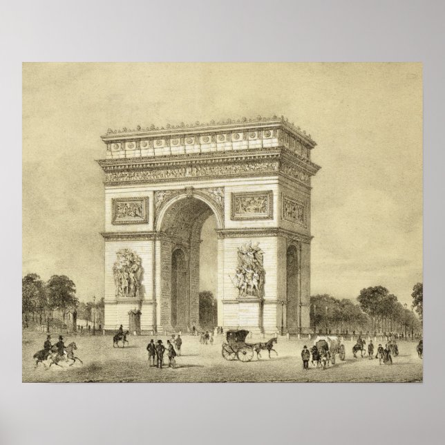 L'Arc de Triomphe, Paris, graverat av Auguste Bry Poster (Framsidan)