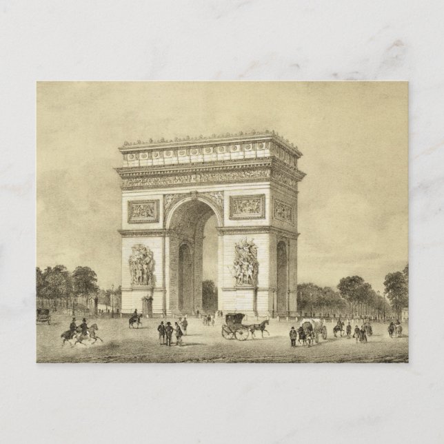 L'Arc de Triomphe, Paris, graverat av Auguste Bry Vykort (Framsida)