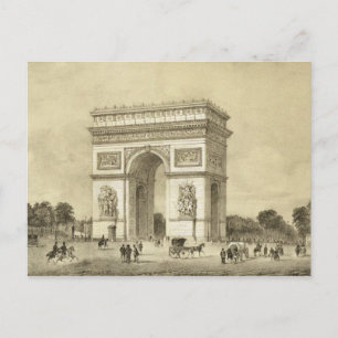 L'Arc de Triomphe, Paris, graverat av Auguste Bry Vykort
