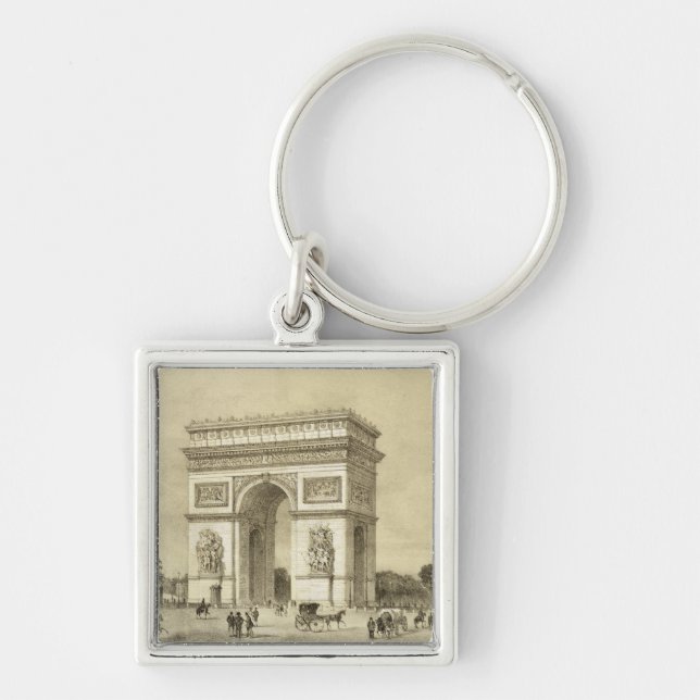 L'Arc de Triomphe, Paris som inristas av Auguste Fyrkantig Silverfärgad Nyckelring (Framsidan)
