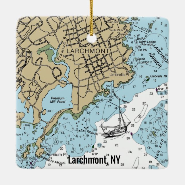 Larchmont NY-diagram Julgransprydnad Keramik (Baksida)