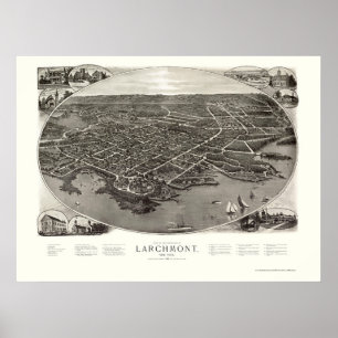 Larchmont, NY Panoramic Karta - 1904 Poster