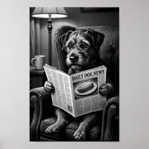 Lärd Terrier Läsande Papper Poster