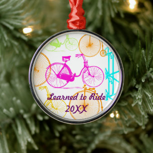 Lärde till Ride Bike Keepsaké och Year Julgransprydnad Metall
