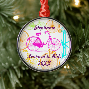 Lärde till Ride Bike Keepsaké och Year Julgransprydnad Metall