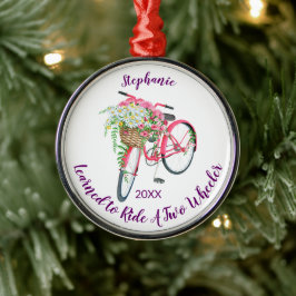 Lärde till Ride Bike Keepsaké och Year Julgransprydnad Metall