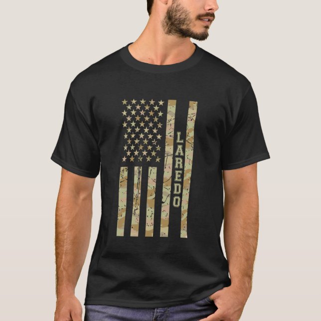 Laredo City Pride Texas Ökenkamouflage Distressed  T Shirt (Framsida)
