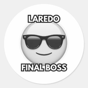 Laredo Final Boss Cool Emoji Runt Klistermärke