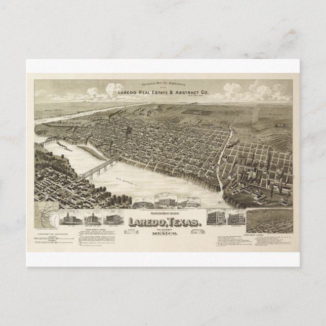 Laredo Texas 1890 Vykort (Framsida)