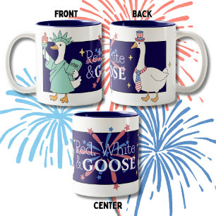 Lårfärd, vit och gås Fjärde juli-kaffe Två-Tonad Mugg
