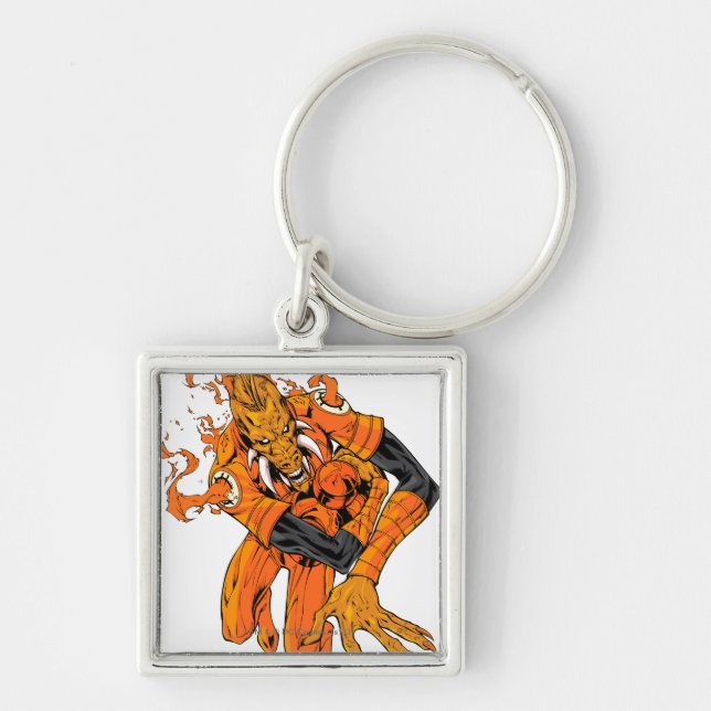 Larfleeze - Agent Orange 7 Fyrkantig Silverfärgad Nyckelring (Framsidan)