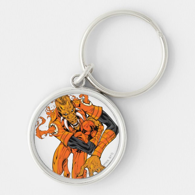 Larfleeze - Agent Orange 7 Rund Silverfärgad Nyckelring (Framsidan)