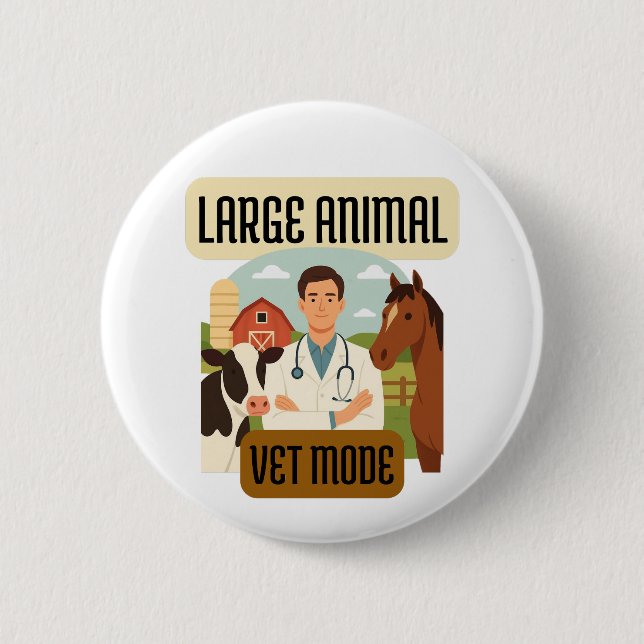 Large Animal Veterinarian – Farm Vet Mode Design Knapp (Framsida)