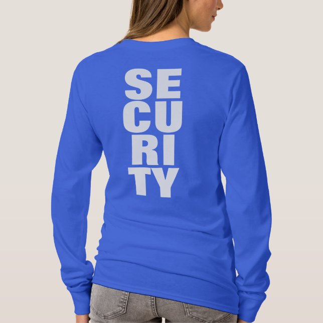 Large Big Font Text Royal Blue Womens Security T Shirt (Baksida)
