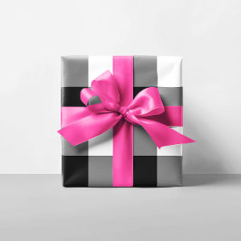 Large Black and White Gingham Presentpapper