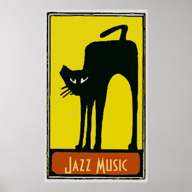 Large Black Cat, Jazz Music Poster (Framsidan)