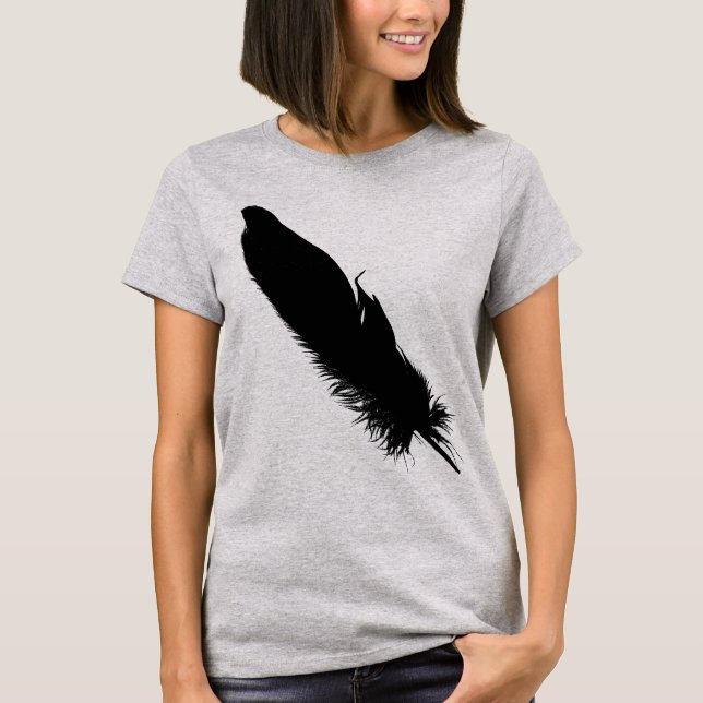 Large Black Feather Silhouette Tee Shirt (Framsida)
