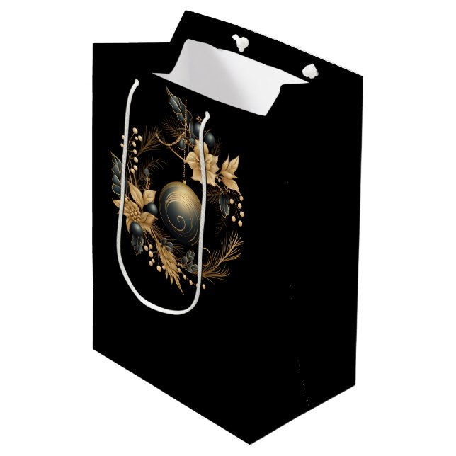 LARGE BLACK & GOLD CHRISTMAS ORNAMENT (Framsidan Vinklad)