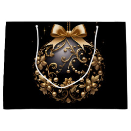 LARGE BLACK & GOLD CHRISTMAS ORNAMENT