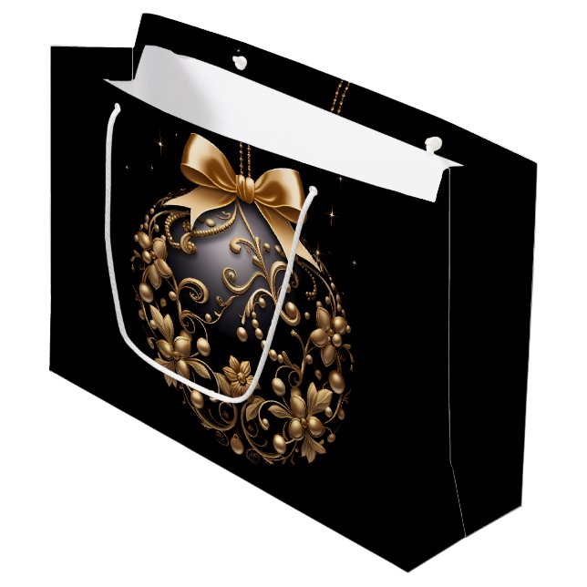LARGE BLACK & GOLD CHRISTMAS ORNAMENT (Framsidan Vinklad)