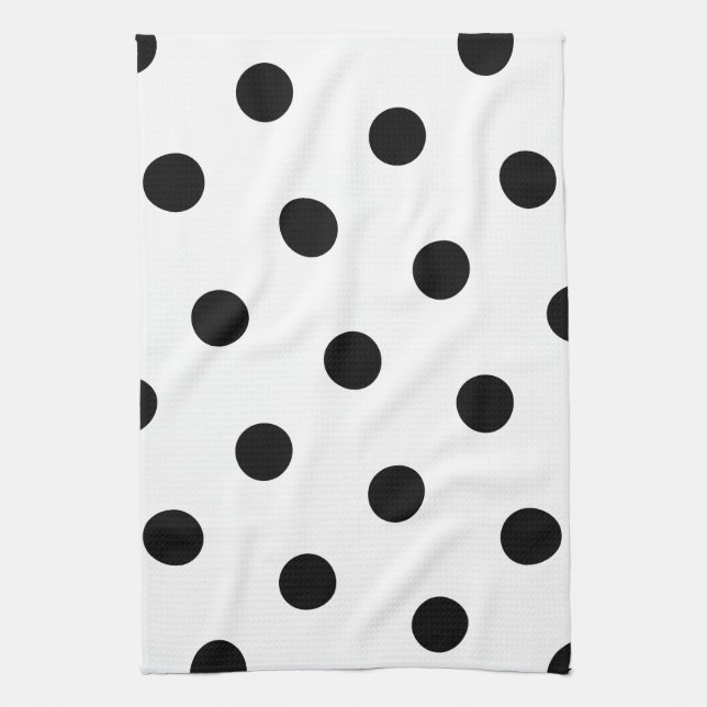 Large Black Polka Dot Mönster - Anpassningsbar Fär Kökshandduk (Vertikal)