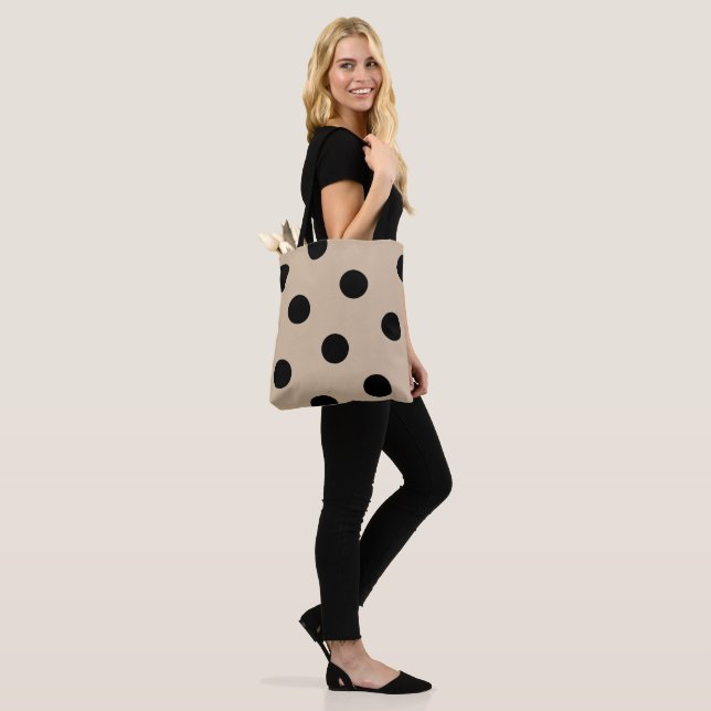 Large Black Polka Dot Mönster - Anpassningsbar Fär Tygkasse (På modell)