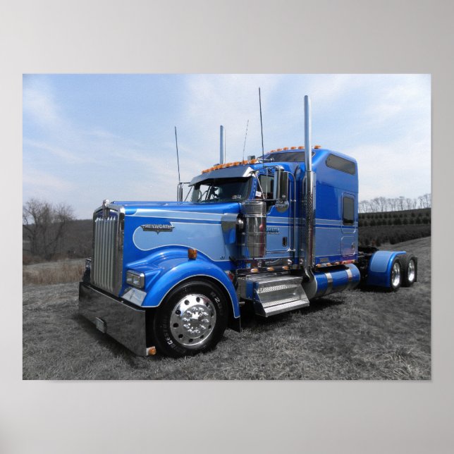 Large Blue Kenworth W900L Poster (Framsidan)
