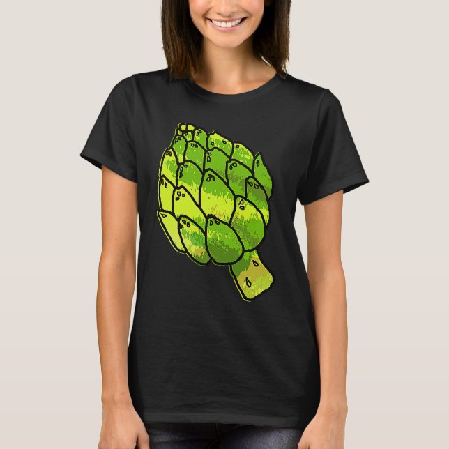 Large Botanical Artichokes  Vegetarian T Shirt (Framsida)