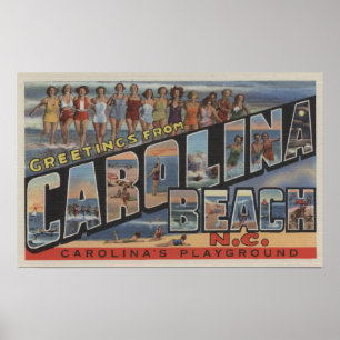Large Brev Scenes - Carolina Beach, NC Poster