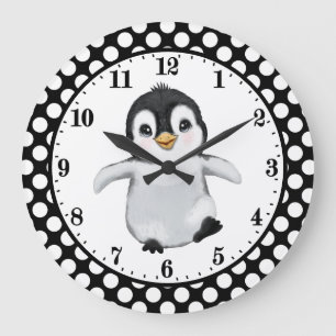 Large Clock av söt pingvin älskare Stor Klocka