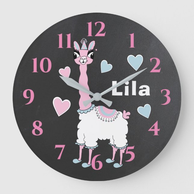 Large Clock ’Pajama Llama’ Stor Klocka (Framsida)